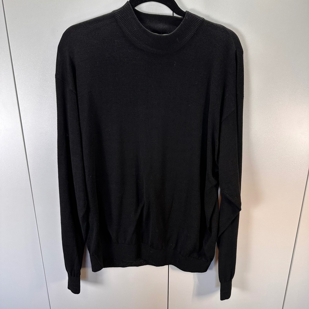 Va Bene Silk Cotton Mock Neck Sweater Men's XL Long‎ Sleeve Black Soft